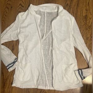 Majestic filatures linen Open-Front Women's Sweater Striped Sleeves 2 small